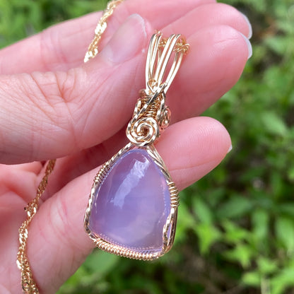Gem Purple Scapolite Pendant Necklace, 14k Gold Filled