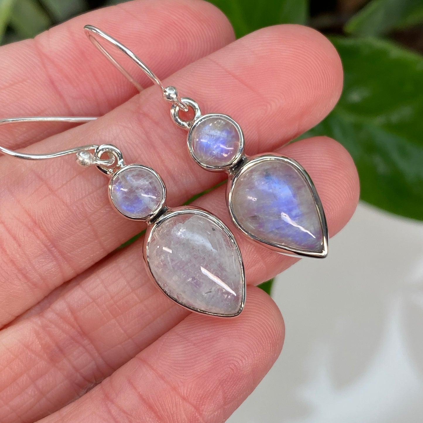 Rainbow Moonstone Drop Earrings
