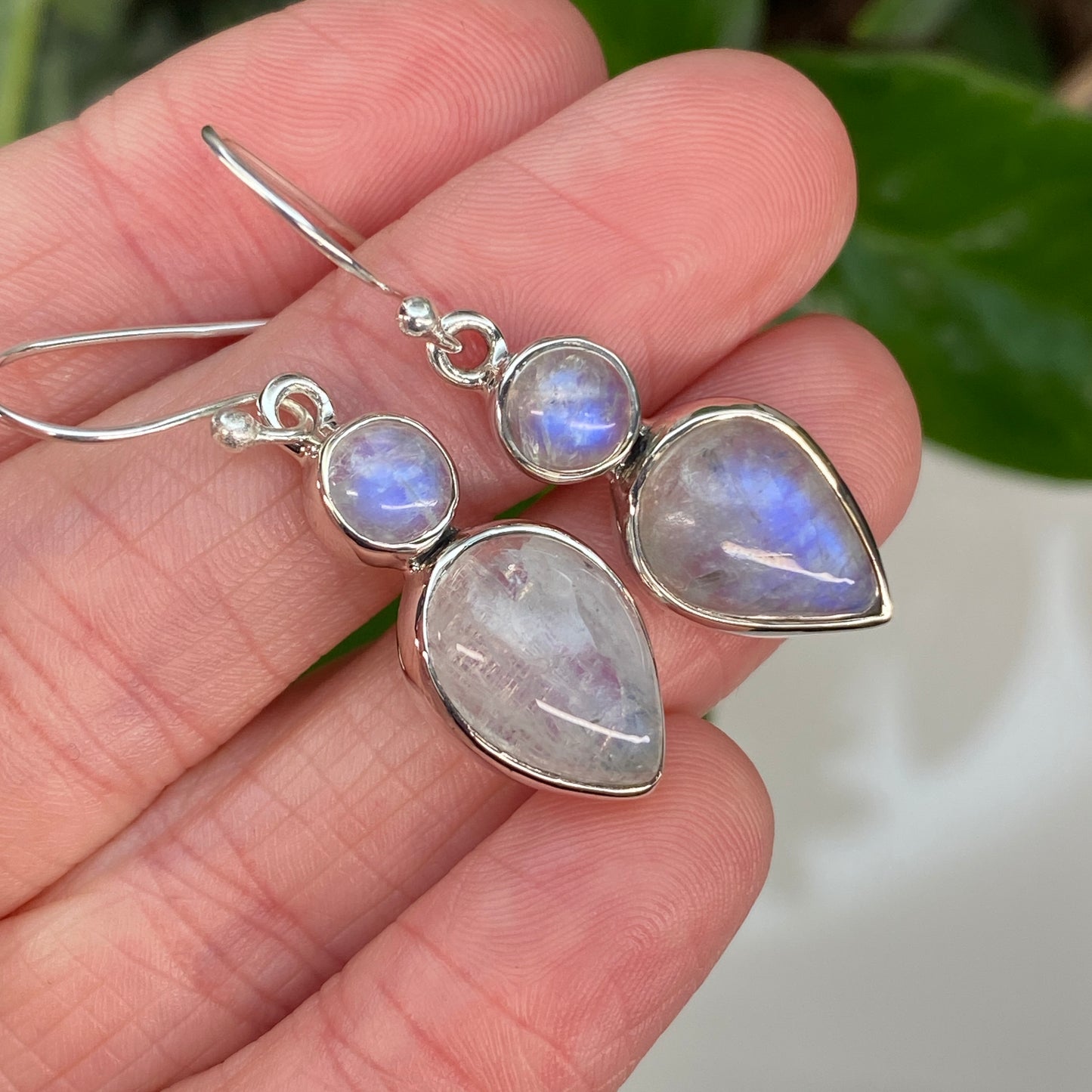 Rainbow Moonstone Drop Earrings
