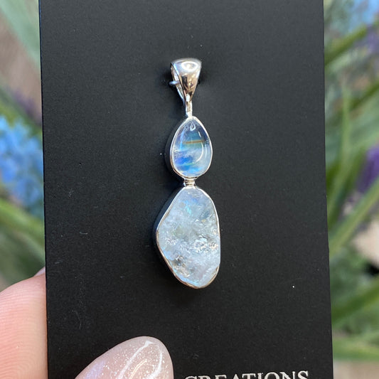 Rainbow Moonstone Pendant, .925 Sterling