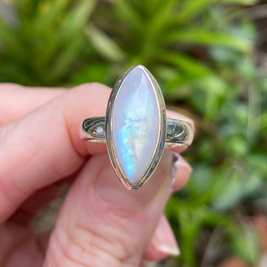 Rainbow Moonstone Ring, Size 6