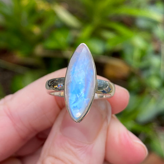 Rainbow Moonstone Ring, Size 6.5