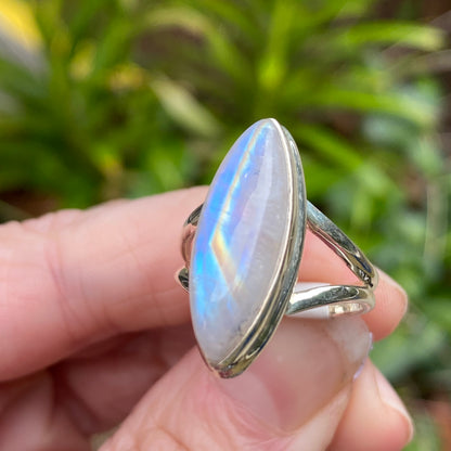 Rainbow Moonstone Ring, Size 7