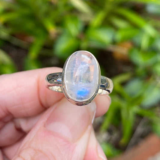 Rainbow Moonstone Ring, Size 7.5