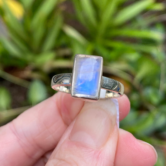 Rainbow Moonstone Ring, Size 9