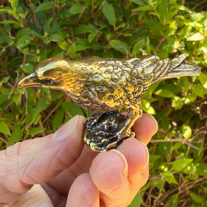 Raven Figurine, Solid Brass Spirit Animal