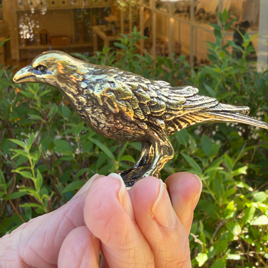 Raven Figurine, Solid Brass Spirit Animal