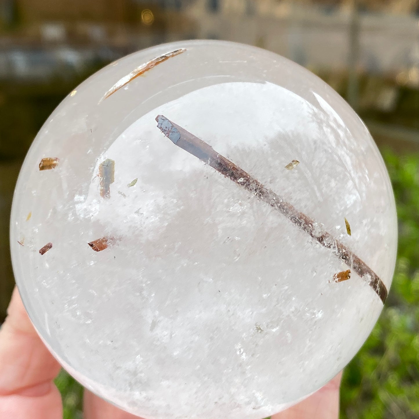 Red Rutile in Quartz Sphere, Diamantina, 3in