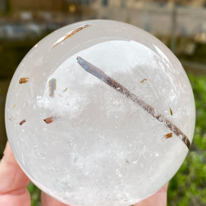 Red Rutile in Quartz Sphere, Diamantina, 3in