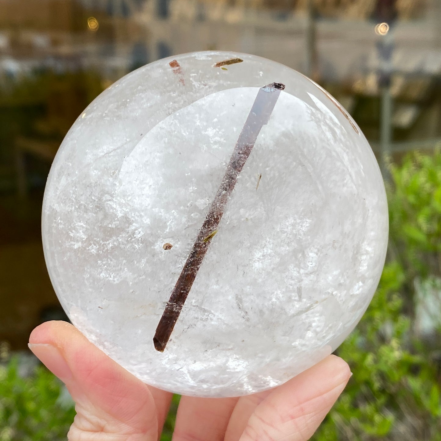 Red Rutile in Quartz Sphere, Diamantina, 3in