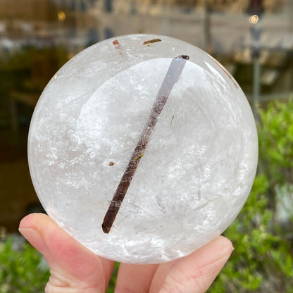 Red Rutile in Quartz Sphere, Diamantina, 3in