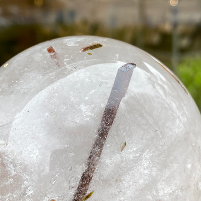 Red Rutile in Quartz Sphere, Diamantina, 3in
