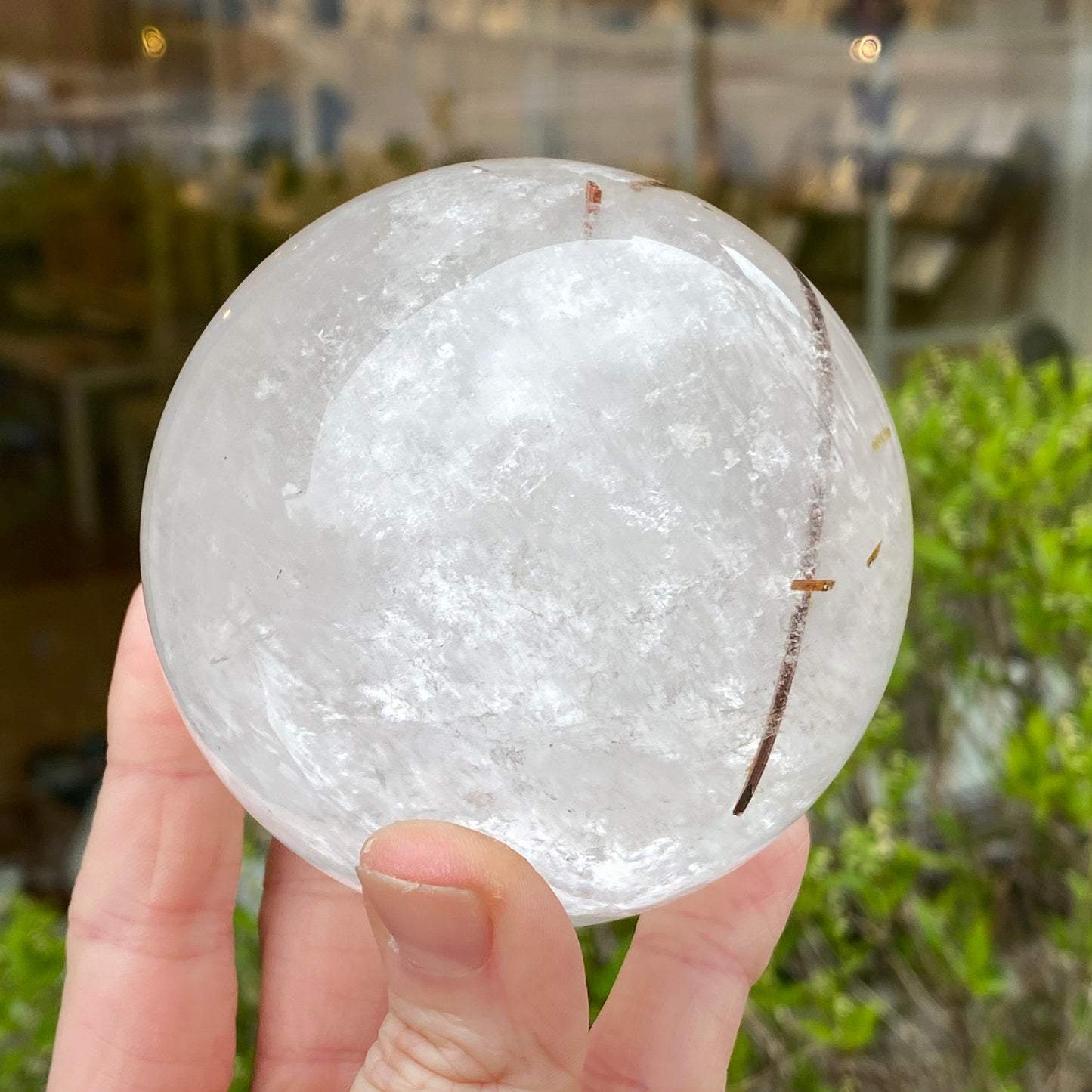 Red Rutile in Quartz Sphere, Diamantina, 3in