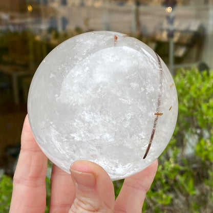 Red Rutile in Quartz Sphere, Diamantina, 3in
