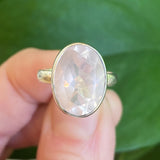 Faceted Rose Quartz Ring, Size 5, Sterling Silver
