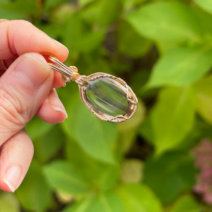 Bronze Rutile Wire Wrapped Pendant Necklace, 14k Gold Fill, Includes Chain, Made in Store