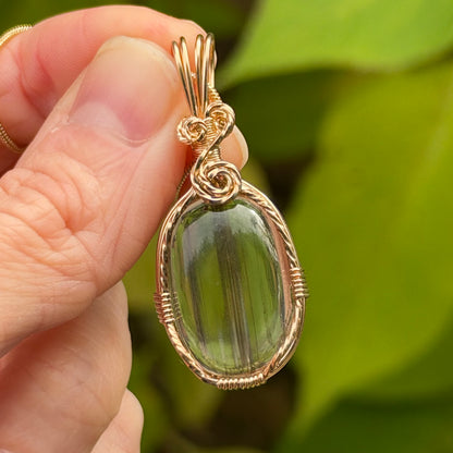 Bronze Rutile Wire Wrapped Pendant Necklace, 14k Gold Fill, Includes Chain, Made in Store