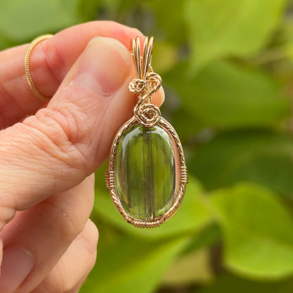 Bronze Rutile Wire Wrapped Pendant Necklace, 14k Gold Fill, Includes Chain, Made in Store
