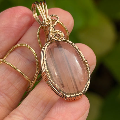 Bronze Rutile Wire Wrapped Pendant Necklace, 14k Gold Fill, Includes Chain, Made in Store