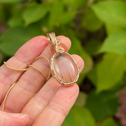 Bronze Rutile Wire Wrapped Pendant Necklace, 14k Gold Fill, Includes Chain, Made in Store