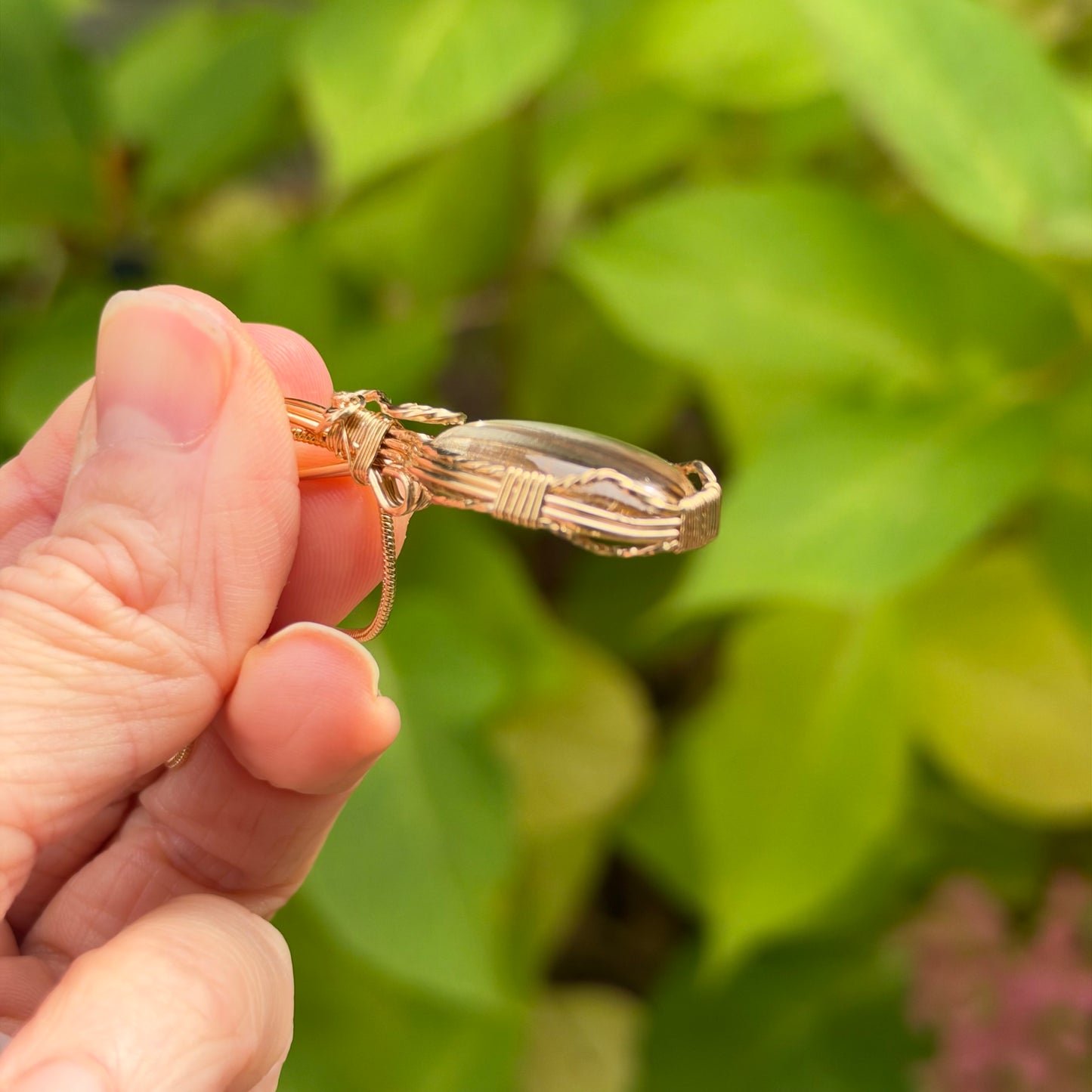 Bronze Rutile Wire Wrapped Pendant Necklace, 14k Gold Fill, Includes Chain, Made in Store