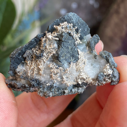 Native Silver on Calcite, Zgounder Morocco