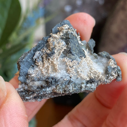 Native Silver on Calcite, Zgounder Morocco