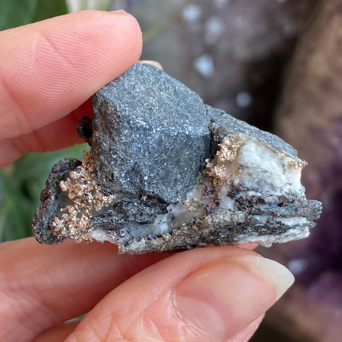Native Silver on Calcite, Zgounder Morocco
