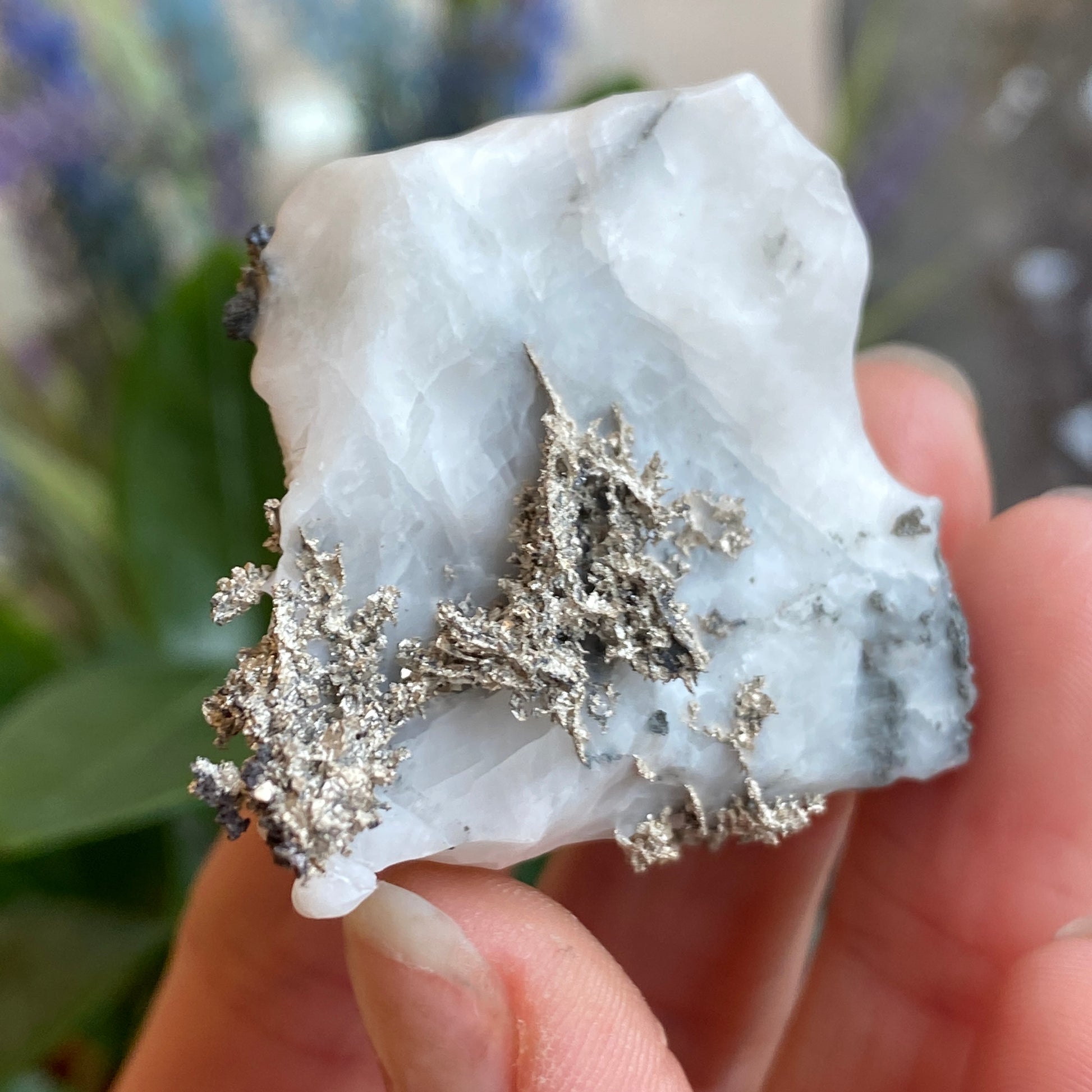 Native Silver on Calcite, Zgounder Morocco – Cape Cod Crystals