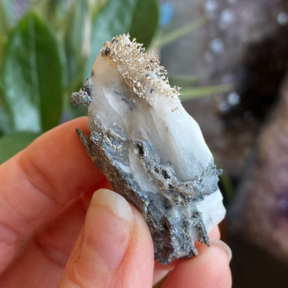 Native Silver on Calcite, Zgounder Morocco