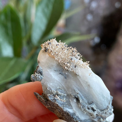 Native Silver on Calcite, Zgounder Morocco
