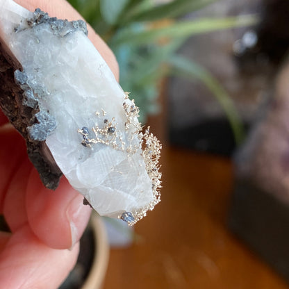 Native Silver on Calcite, Zgounder Morocco