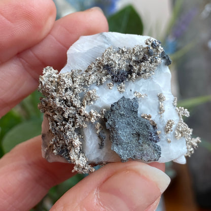 Native Silver on Calcite, Zgounder Morocco