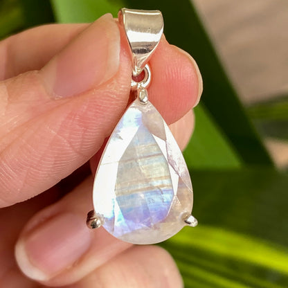 Rainbow Moonstone Pendant, .925 Sterling Silver