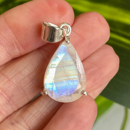 Rainbow Moonstone Pendant, .925 Sterling Silver