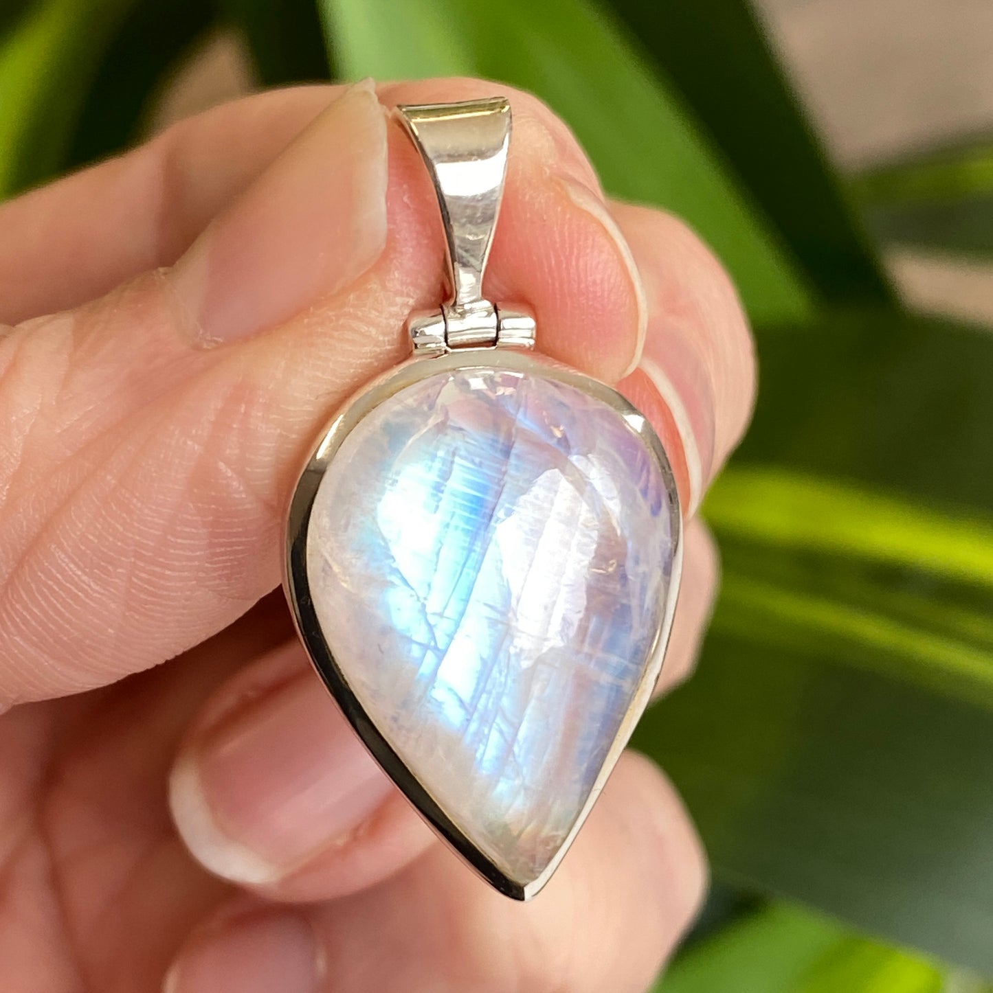 Rainbow Moonstone Pendant, .925 Sterling Silver