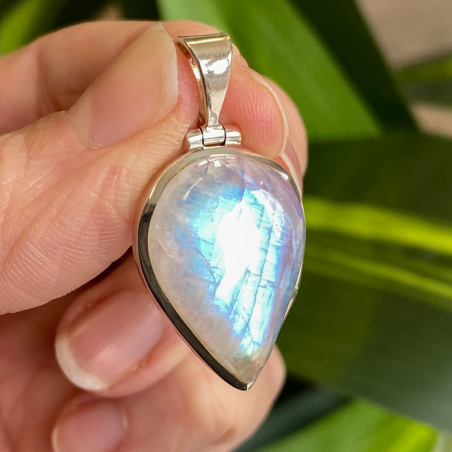 Rainbow Moonstone Pendant, .925 Sterling Silver