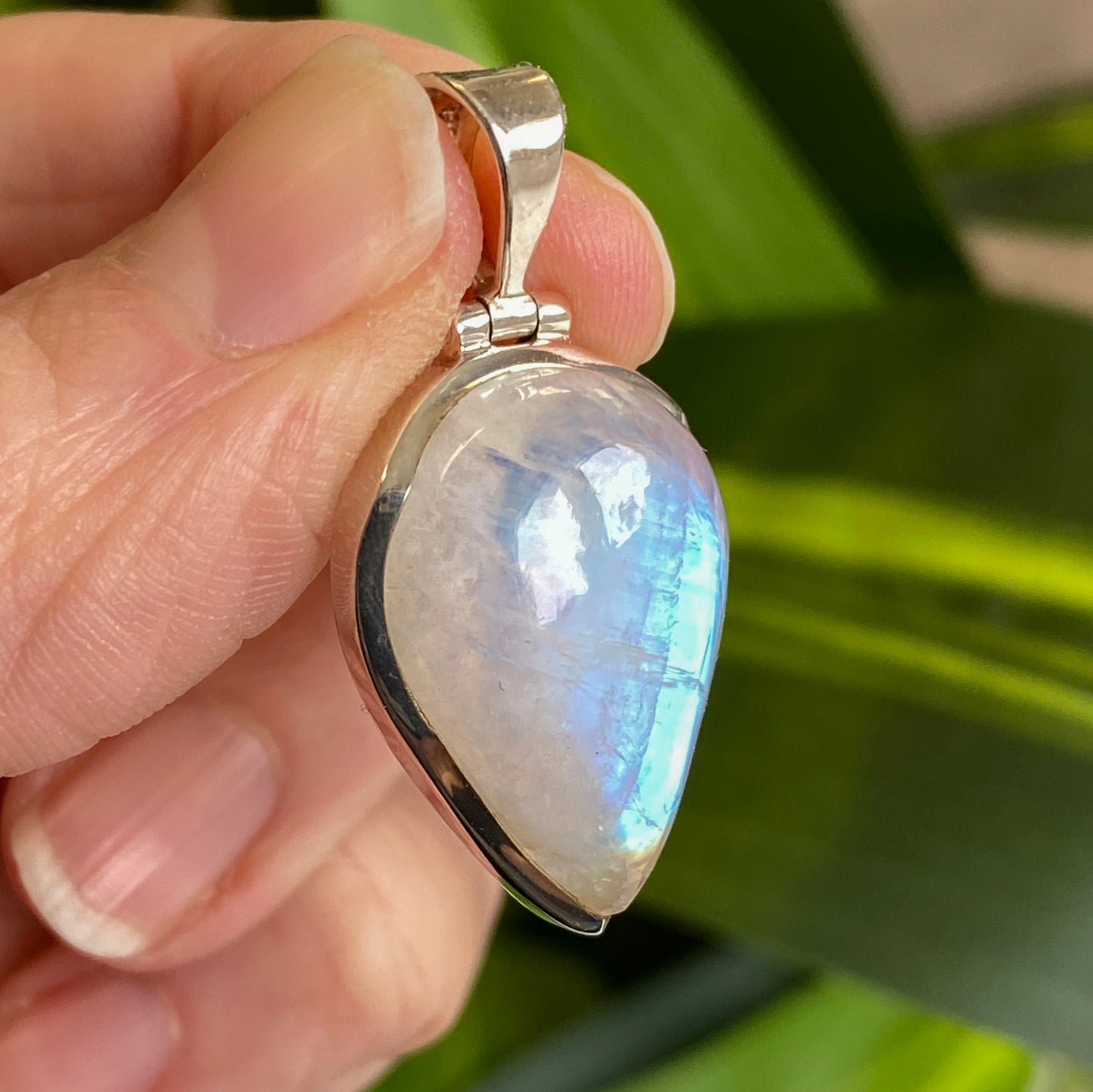 Rainbow Moonstone Pendant, .925 Sterling Silver