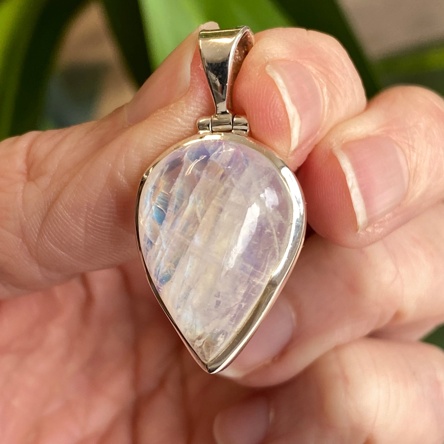 Rainbow Moonstone Pendant, .925 Sterling Silver