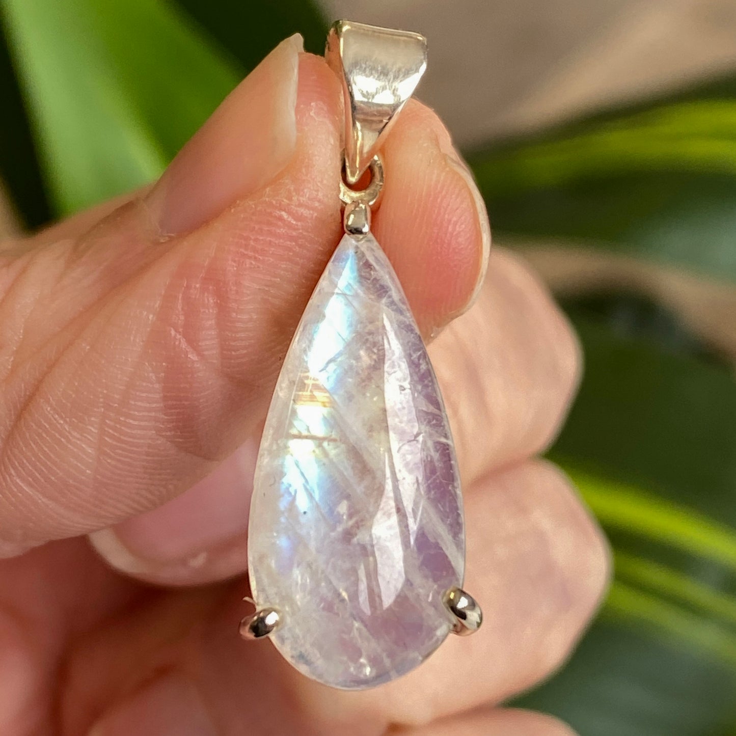 Rainbow Moonstone Pendant, .925 Sterling Silver