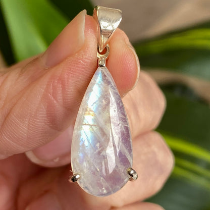 Rainbow Moonstone Pendant, .925 Sterling Silver