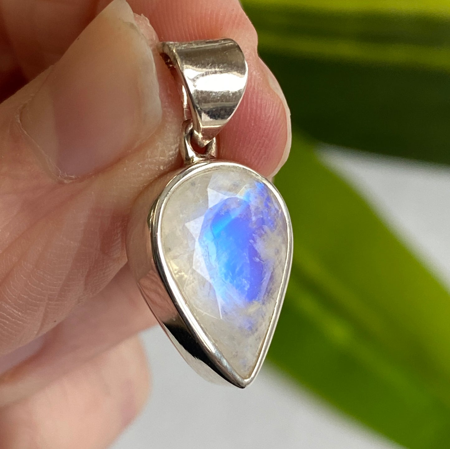 Rainbow Moonstone Pendant, .925 Sterling Silver