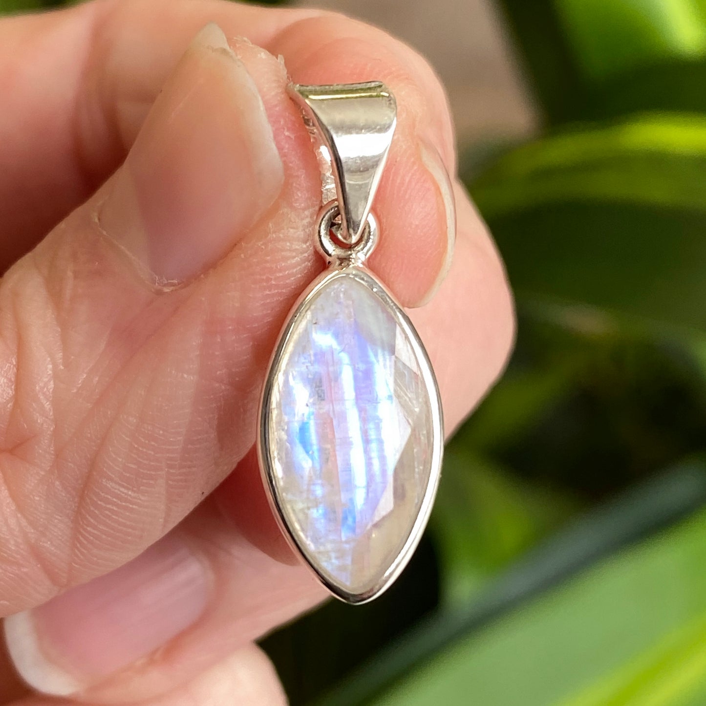 Rainbow Moonstone Pendant, .925 Sterling Silver