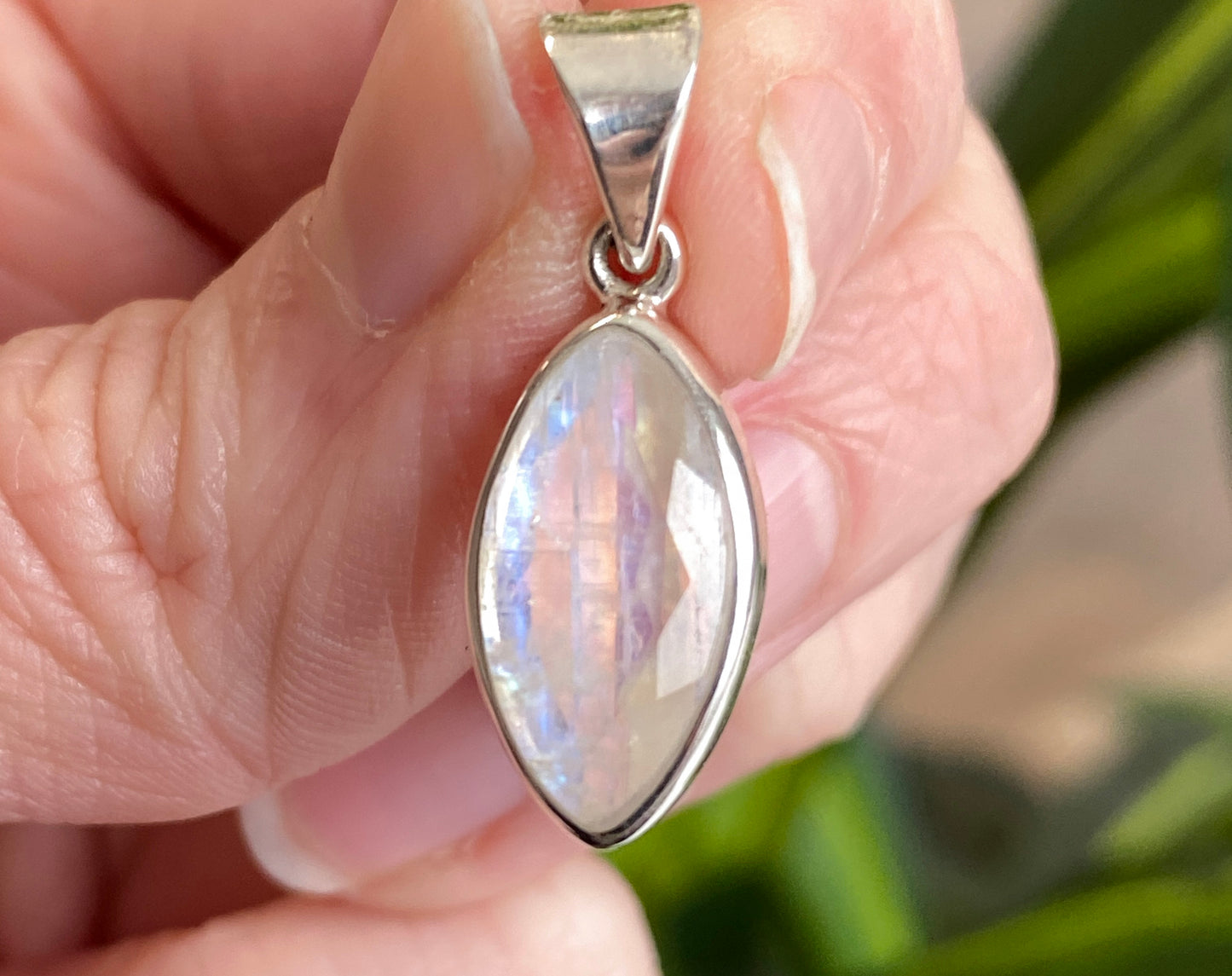 Rainbow Moonstone Pendant, .925 Sterling Silver