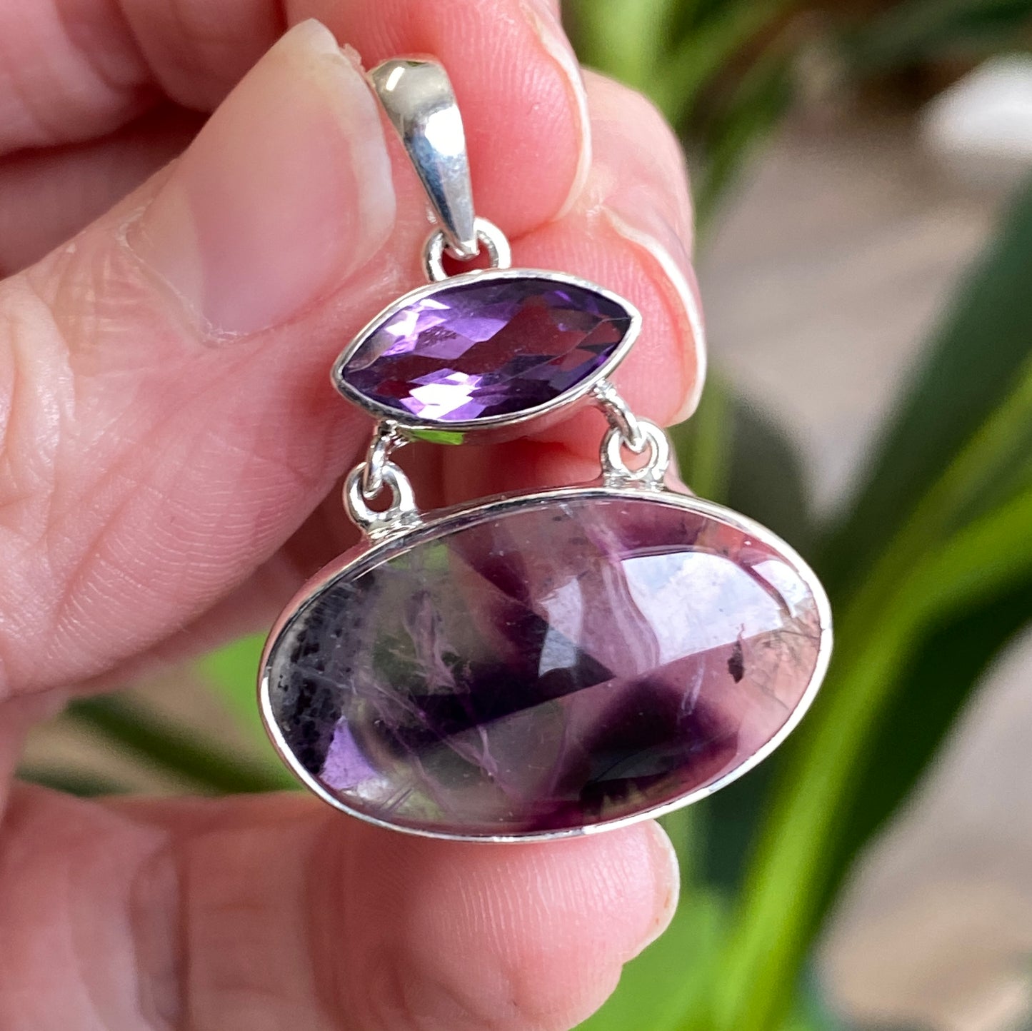 Phantom Amethyst Pendant, .925 Sterling Silver