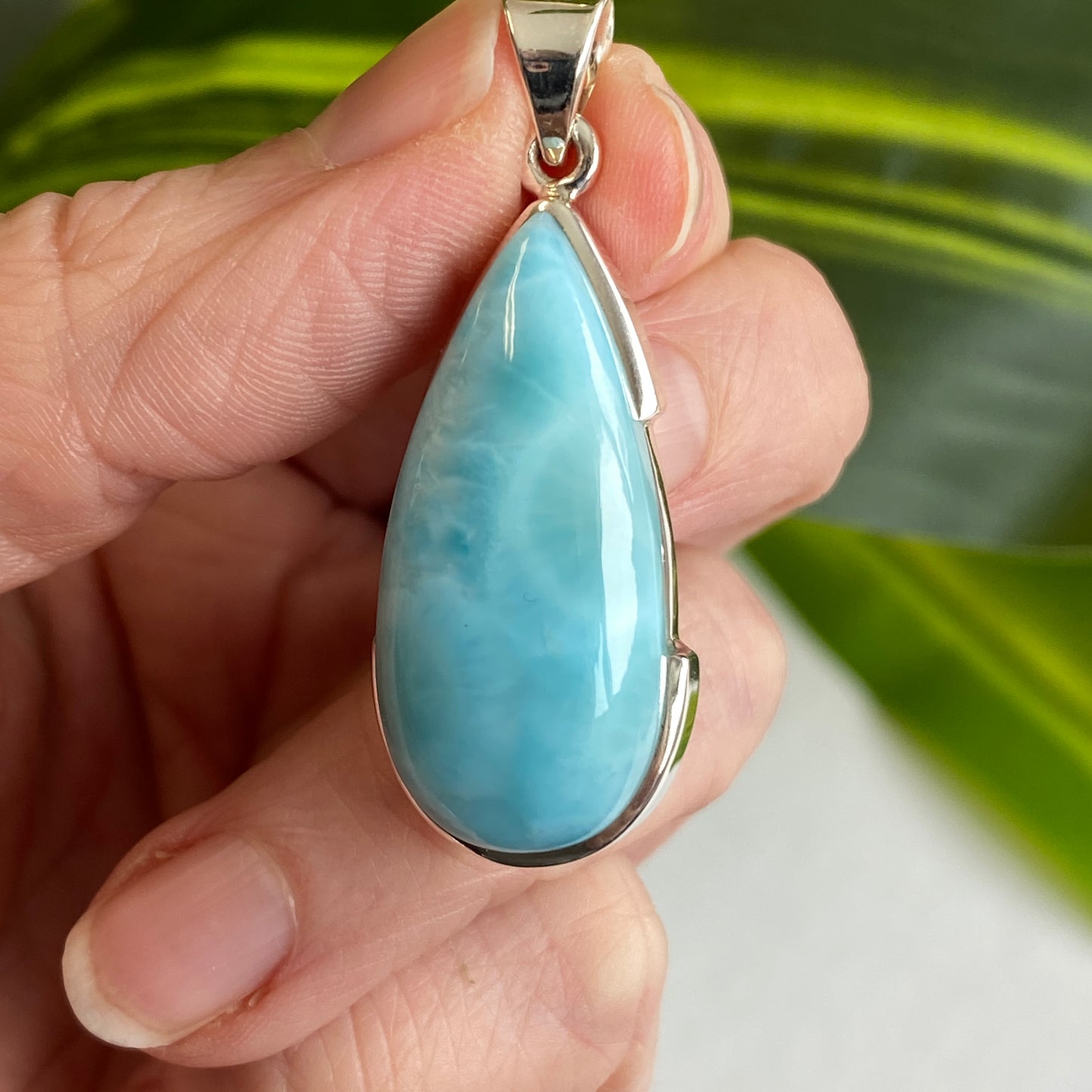Larimar Pendant, .925 Sterling Silver