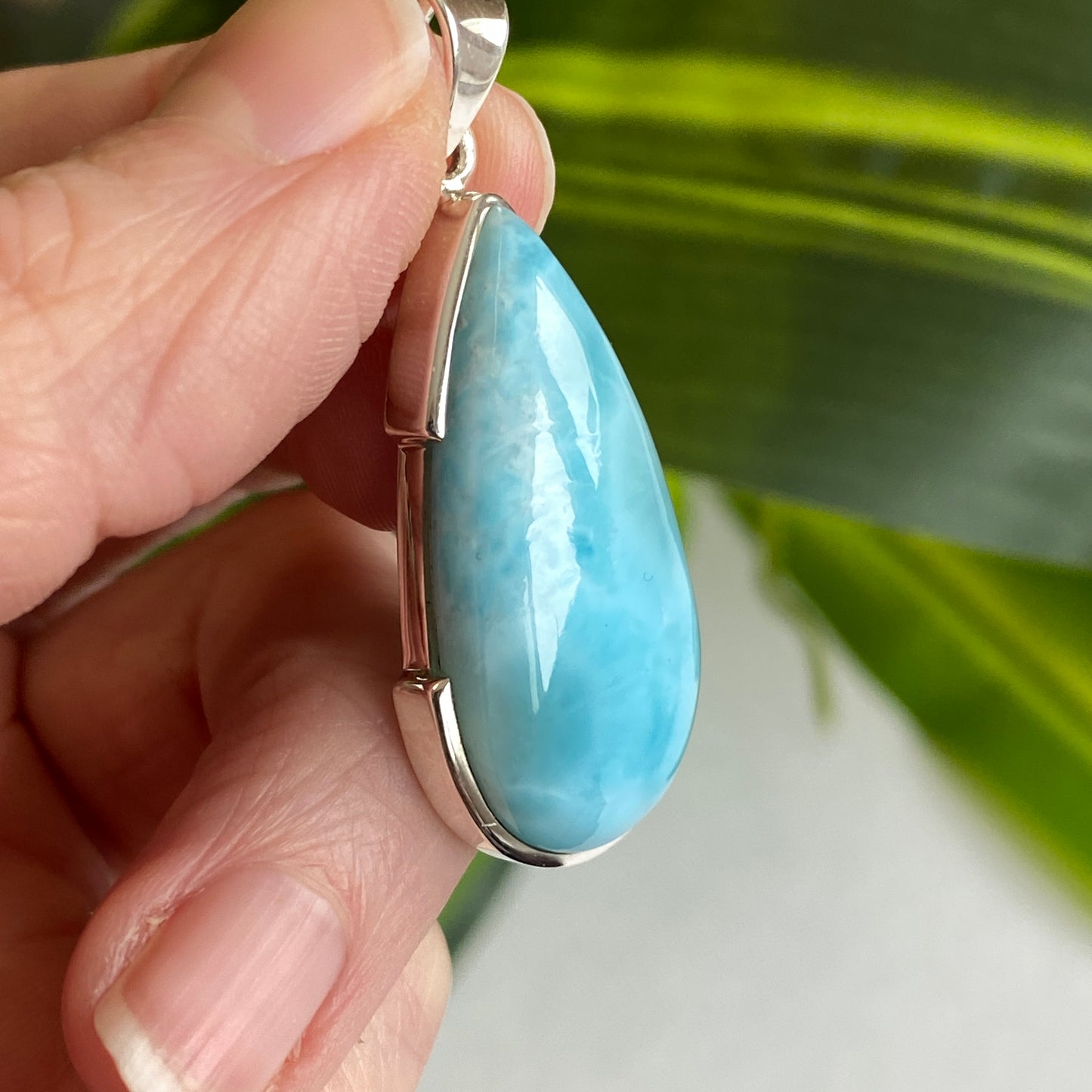 Larimar Pendant, .925 Sterling Silver