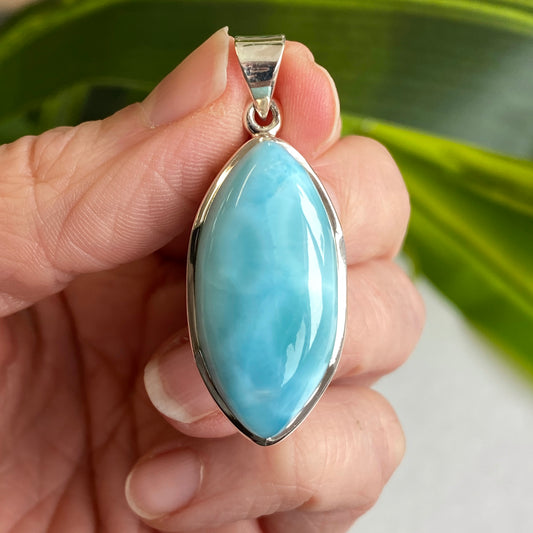 Larimar Pendant, .925 Sterling Silver