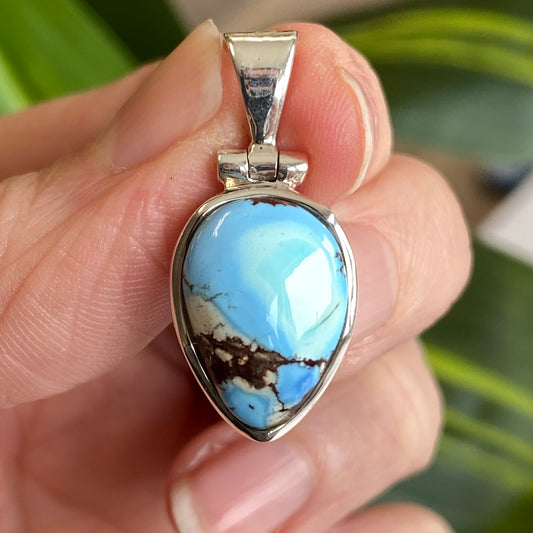 Golden Hill Mine Turquoise Pendant, .925 Sterling Silver