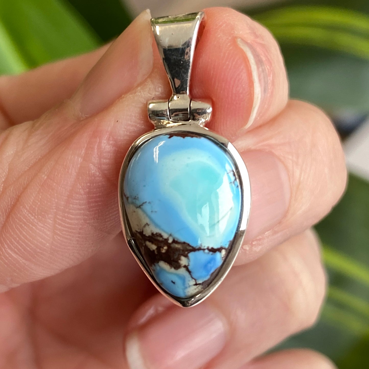 Golden Hill Mine Turquoise Pendant, .925 Sterling Silver